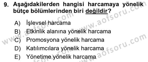 Etkinlik Yönetimi Dersi 2015 - 2016 Yılı (Final) Dönem Sonu Sınav Soruları 9. Soru