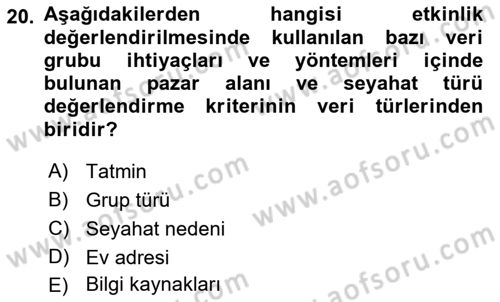 Etkinlik Yönetimi Dersi 2015 - 2016 Yılı Tek Ders Sınav Soruları 20. Soru