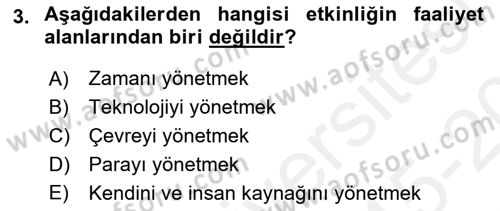 Etkinlik Yönetimi Dersi 2015 - 2016 Yılı Tek Ders Sınav Soruları 3. Soru