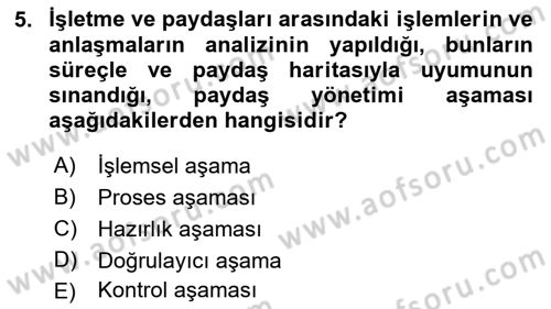 Etkinlik Yönetimi Dersi 2015 - 2016 Yılı Tek Ders Sınav Soruları 5. Soru