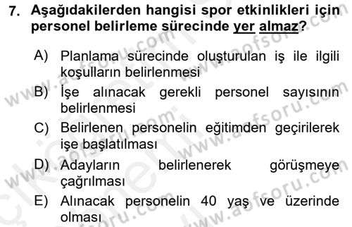 Etkinlik Yönetimi Dersi 2015 - 2016 Yılı Tek Ders Sınav Soruları 7. Soru
