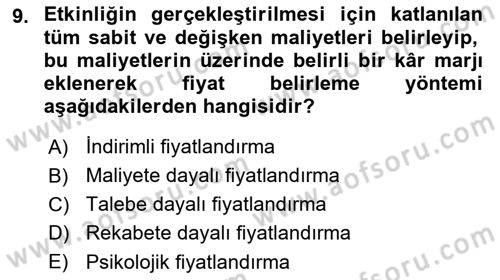 Etkinlik Yönetimi Dersi 2015 - 2016 Yılı Tek Ders Sınav Soruları 9. Soru