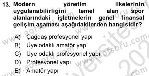 Etkinlik Yönetimi Dersi Ara Sınavı Deneme Sınav Soruları 13. Soru