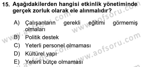 Etkinlik Yönetimi Dersi Ara Sınavı Deneme Sınav Soruları 15. Soru