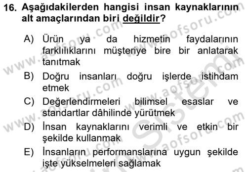 Etkinlik Yönetimi Dersi Ara Sınavı Deneme Sınav Soruları 16. Soru