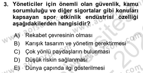 Etkinlik Yönetimi Dersi 2021 - 2022 Yılı (Vize) Ara Sınav Soruları 3. Soru