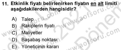 Etkinlik Yönetimi Dersi 2021 - 2022 Yılı (Final) Dönem Sonu Sınav Soruları 11. Soru