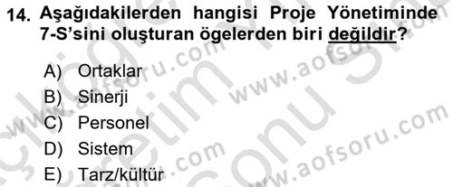 Etkinlik Yönetimi Dersi 2021 - 2022 Yılı (Final) Dönem Sonu Sınav Soruları 14. Soru