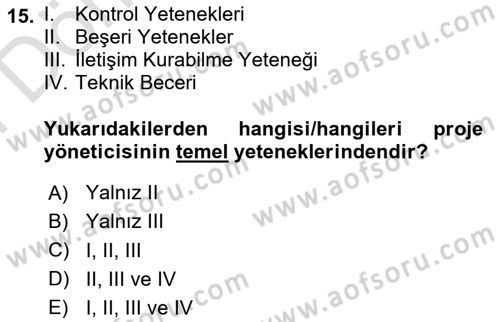Etkinlik Yönetimi Dersi 2021 - 2022 Yılı (Final) Dönem Sonu Sınav Soruları 15. Soru