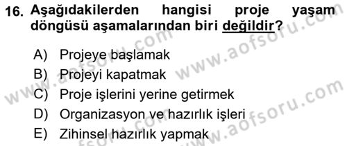 Etkinlik Yönetimi Dersi 2021 - 2022 Yılı (Final) Dönem Sonu Sınav Soruları 16. Soru