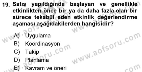 Etkinlik Yönetimi Dersi 2021 - 2022 Yılı (Final) Dönem Sonu Sınav Soruları 19. Soru