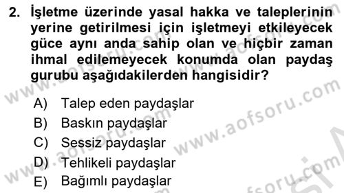 Etkinlik Yönetimi Dersi 2021 - 2022 Yılı (Final) Dönem Sonu Sınav Soruları 2. Soru