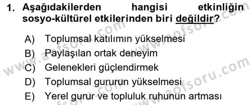 Etkinlik Yönetimi Dersi 2021 - 2022 Yılı Yaz Okulu Sınav Soruları 1. Soru