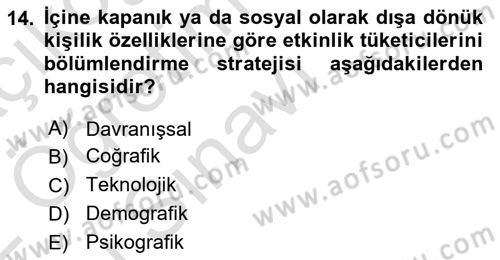 Etkinlik Yönetimi Dersi 2021 - 2022 Yılı Yaz Okulu Sınav Soruları 14. Soru
