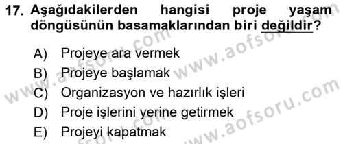 Etkinlik Yönetimi Dersi 2021 - 2022 Yılı Yaz Okulu Sınav Soruları 17. Soru