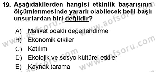 Etkinlik Yönetimi Dersi 2021 - 2022 Yılı Yaz Okulu Sınav Soruları 19. Soru