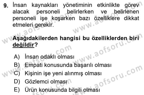 Etkinlik Yönetimi Dersi 2021 - 2022 Yılı Yaz Okulu Sınav Soruları 9. Soru