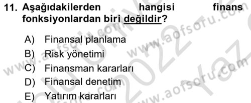 Etkinlik Yönetimi Dersi 2022 - 2023 Yılı Yaz Okulu Sınav Soruları 11. Soru
