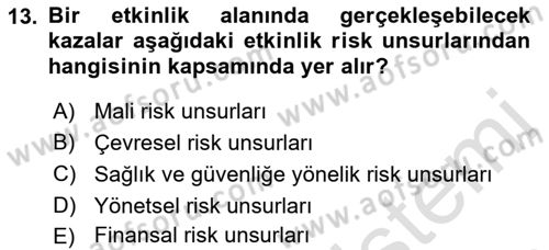 Etkinlik Yönetimi Dersi 2022 - 2023 Yılı Yaz Okulu Sınav Soruları 13. Soru