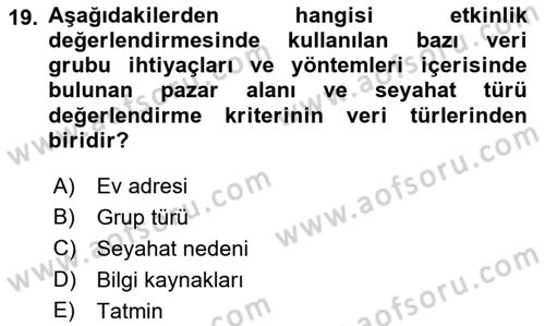 Etkinlik Yönetimi Dersi 2022 - 2023 Yılı Yaz Okulu Sınav Soruları 19. Soru