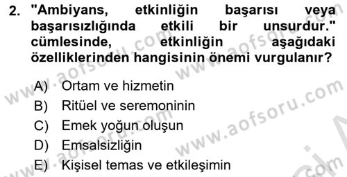 Etkinlik Yönetimi Dersi 2022 - 2023 Yılı Yaz Okulu Sınav Soruları 2. Soru