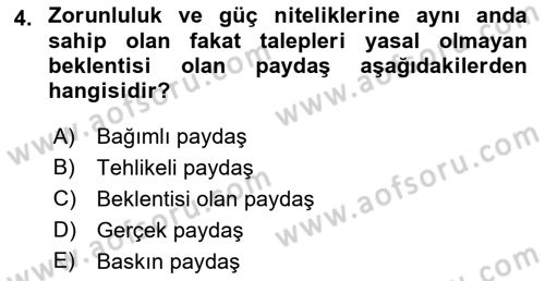 Etkinlik Yönetimi Dersi 2022 - 2023 Yılı Yaz Okulu Sınav Soruları 4. Soru