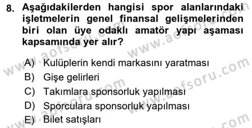 Etkinlik Yönetimi Dersi 2022 - 2023 Yılı Yaz Okulu Sınav Soruları 8. Soru