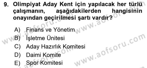 Etkinlik Yönetimi Dersi 2022 - 2023 Yılı Yaz Okulu Sınav Soruları 9. Soru