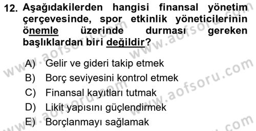 Etkinlik Yönetimi Dersi 2023 - 2024 Yılı (Vize) Ara Sınav Soruları 12. Soru