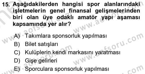 Etkinlik Yönetimi Dersi Ara Sınavı Deneme Sınav Soruları 15. Soru