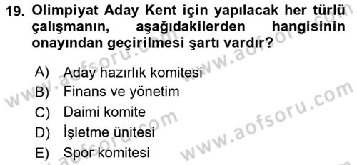 Etkinlik Yönetimi Dersi Ara Sınavı Deneme Sınav Soruları 19. Soru