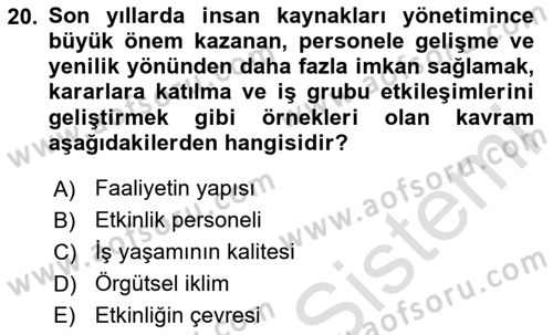 Etkinlik Yönetimi Dersi Ara Sınavı Deneme Sınav Soruları 20. Soru