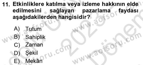Etkinlik Yönetimi Dersi 2023 - 2024 Yılı (Final) Dönem Sonu Sınav Soruları 11. Soru