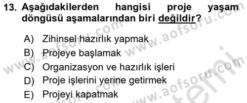 Etkinlik Yönetimi Dersi 2023 - 2024 Yılı (Final) Dönem Sonu Sınav Soruları 13. Soru
