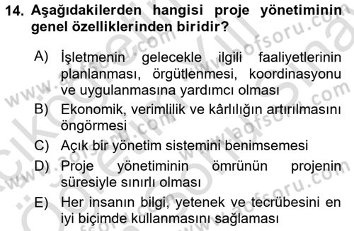 Etkinlik Yönetimi Dersi 2023 - 2024 Yılı (Final) Dönem Sonu Sınav Soruları 14. Soru