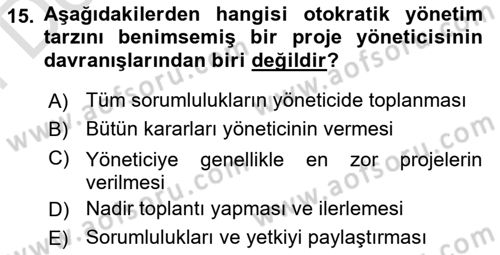Etkinlik Yönetimi Dersi 2023 - 2024 Yılı (Final) Dönem Sonu Sınav Soruları 15. Soru