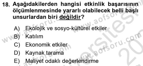 Etkinlik Yönetimi Dersi 2023 - 2024 Yılı (Final) Dönem Sonu Sınav Soruları 18. Soru