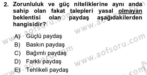 Etkinlik Yönetimi Dersi 2023 - 2024 Yılı (Final) Dönem Sonu Sınav Soruları 2. Soru