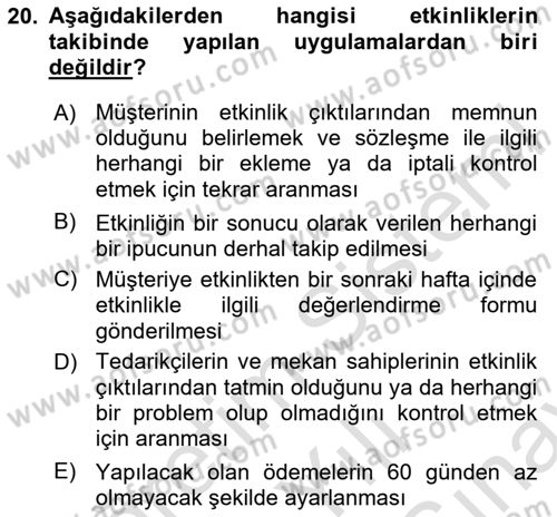 Etkinlik Yönetimi Dersi 2023 - 2024 Yılı (Final) Dönem Sonu Sınav Soruları 20. Soru