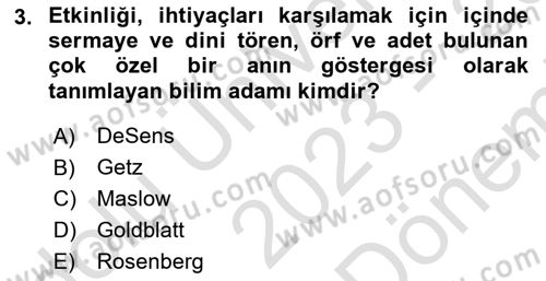 Etkinlik Yönetimi Dersi 2023 - 2024 Yılı (Final) Dönem Sonu Sınav Soruları 3. Soru