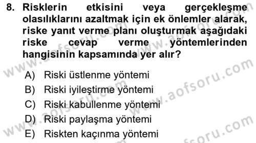 Etkinlik Yönetimi Dersi 2023 - 2024 Yılı (Final) Dönem Sonu Sınav Soruları 8. Soru