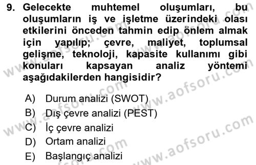 Etkinlik Yönetimi Dersi 2023 - 2024 Yılı (Final) Dönem Sonu Sınav Soruları 9. Soru