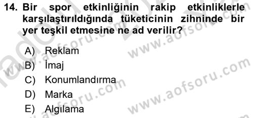 Etkinlik Yönetimi Dersi 2023 - 2024 Yılı Yaz Okulu Sınav Soruları 14. Soru