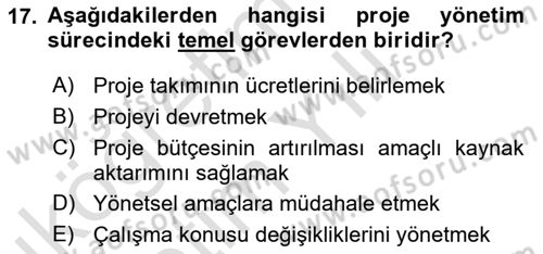 Etkinlik Yönetimi Dersi 2023 - 2024 Yılı Yaz Okulu Sınav Soruları 17. Soru