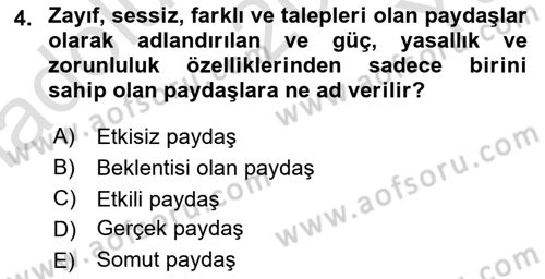 Etkinlik Yönetimi Dersi 2023 - 2024 Yılı Yaz Okulu Sınav Soruları 4. Soru