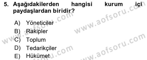 Etkinlik Yönetimi Dersi 2023 - 2024 Yılı Yaz Okulu Sınav Soruları 5. Soru