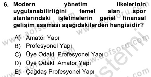 Etkinlik Yönetimi Dersi 2023 - 2024 Yılı Yaz Okulu Sınav Soruları 6. Soru