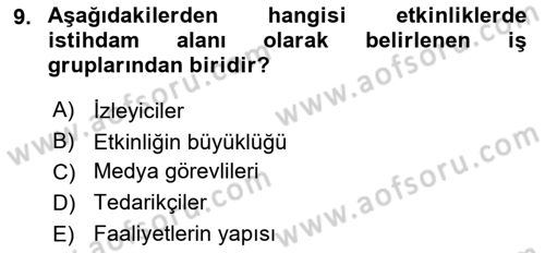 Etkinlik Yönetimi Dersi 2023 - 2024 Yılı Yaz Okulu Sınav Soruları 9. Soru