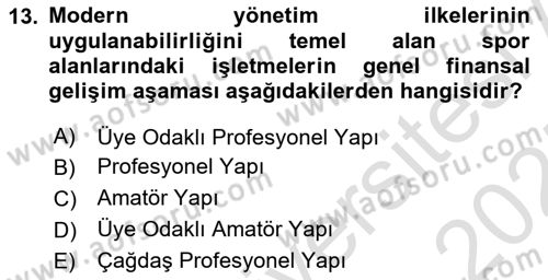 Etkinlik Yönetimi Dersi Ara Sınavı Deneme Sınav Soruları 13. Soru