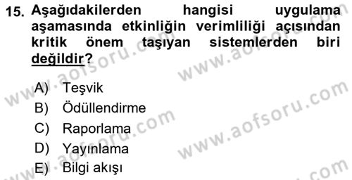 Etkinlik Yönetimi Dersi Ara Sınavı Deneme Sınav Soruları 15. Soru